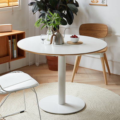 White Round Manufactured Wood Dining table