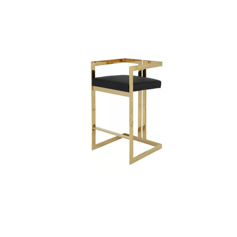 Steel Accent Stool, Gold, Black