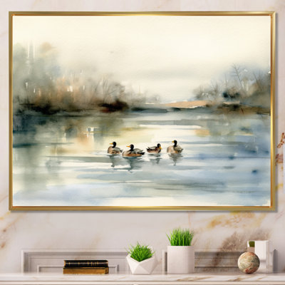 Ducks in Pond II - Duck Canvas Wall Art