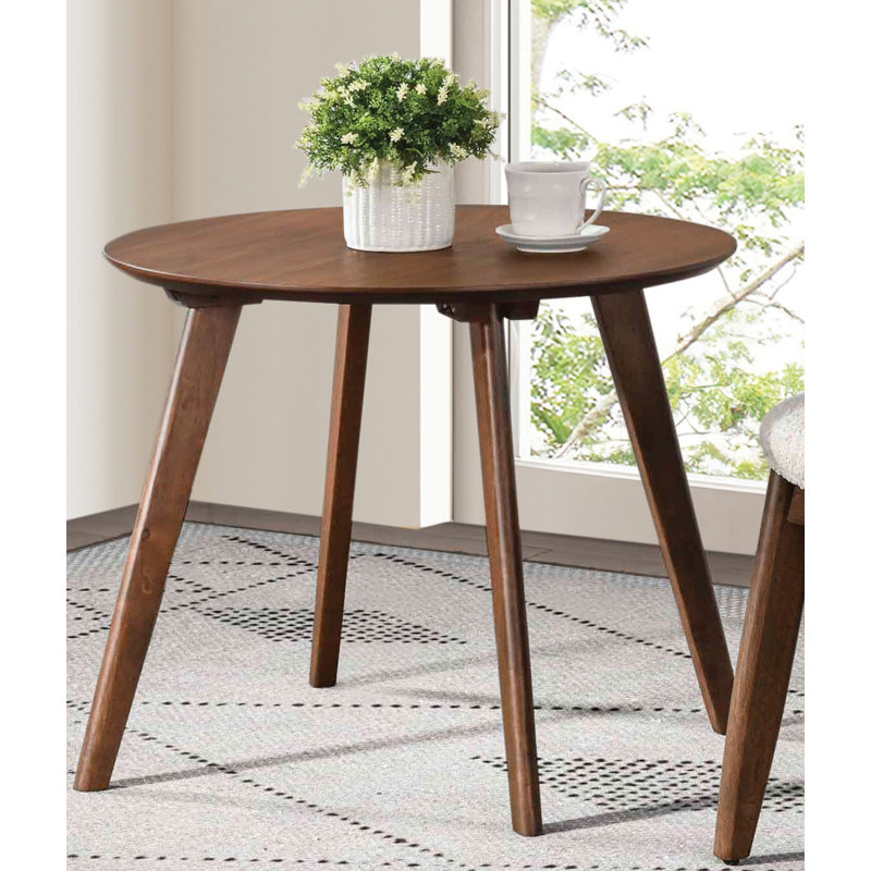 Table d'appoint ronde en noyer de style Mid-Century avec pieds fuselés | Idée de cadeau
