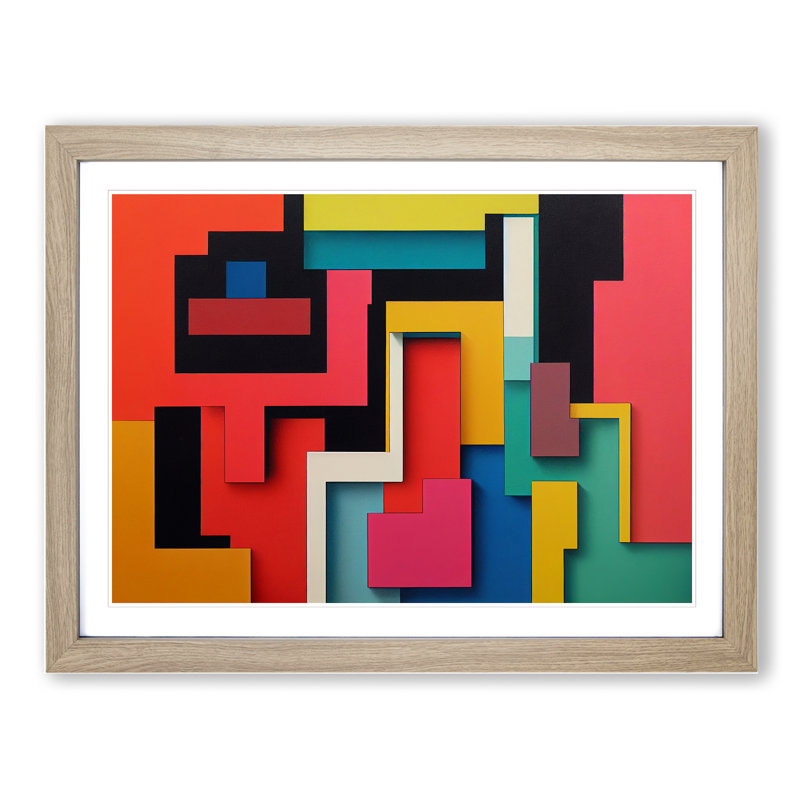 Abstract Block Colour Vol.1 - Framed Print, 34cm H x 46cm W x 2cm D, Oak