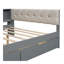 Wood Full Size Platform Bed With Storage Shelves, Drawers, Charging Station And Upholstered Headboard, Grey-503574118-503574119
