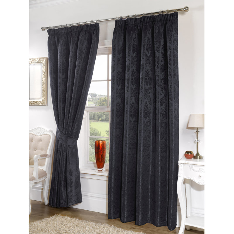 Fennimore Room Darkening Curtain, 228 W x 183 D cm, Black