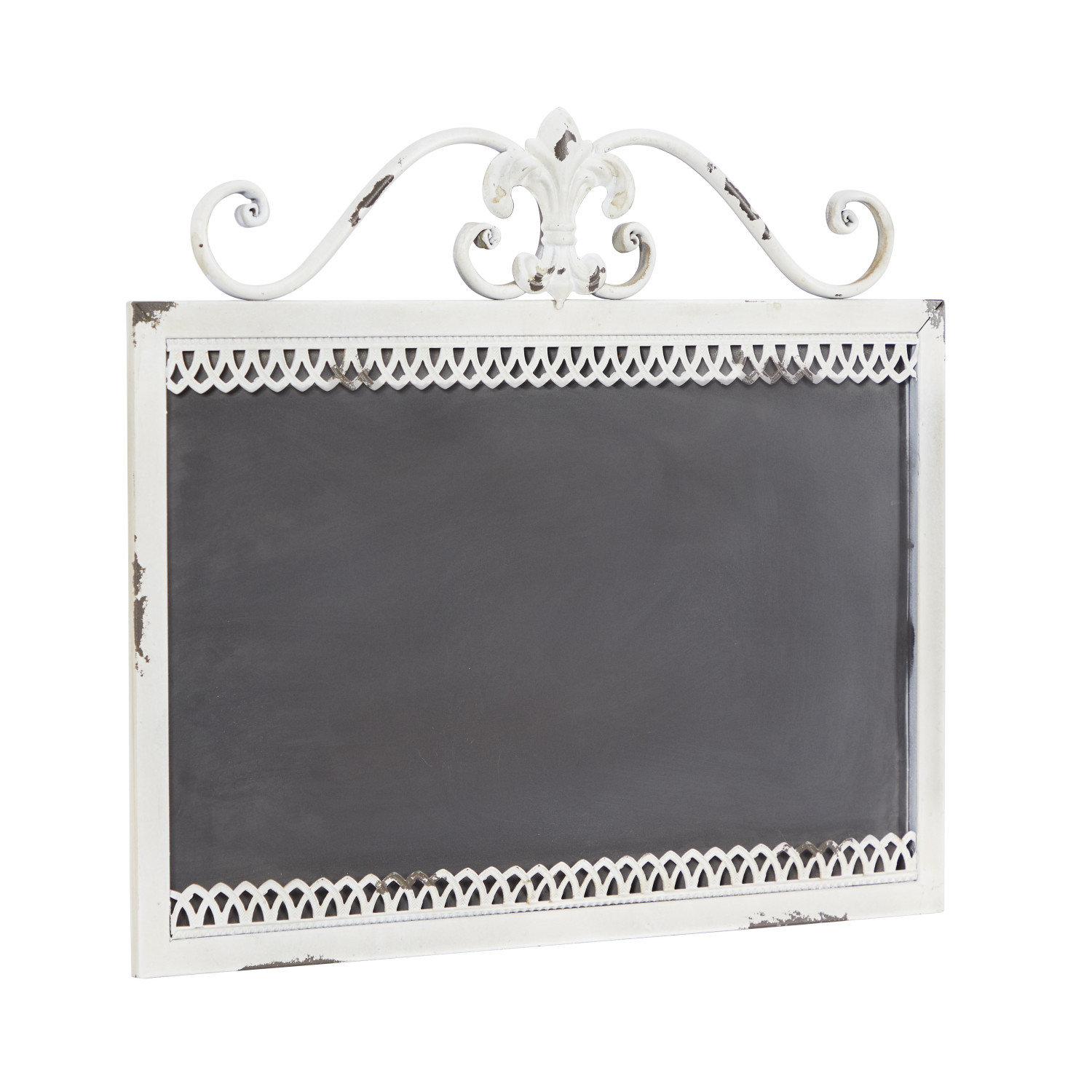 August Grove® Metal Scroll Top Sign White Wall Decor with Chalkboard ...