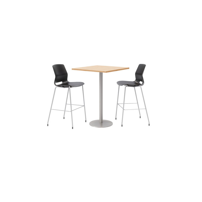 Ensemble de table de salle à manger carrée 30 "et chaise, Érable, Noir, noir, noir, noir