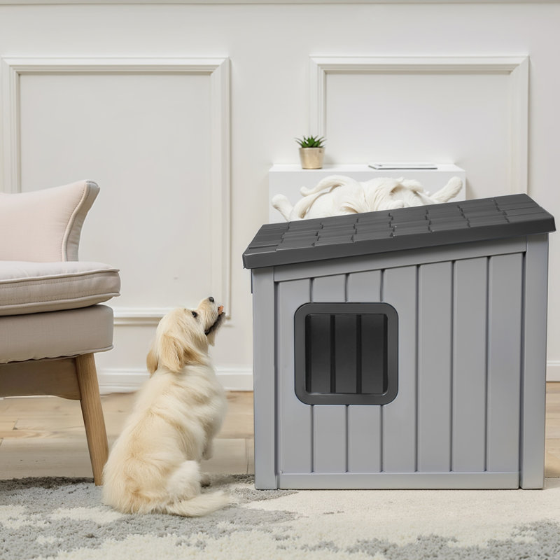Niche pour chien moderne en similibois avec toit incliné