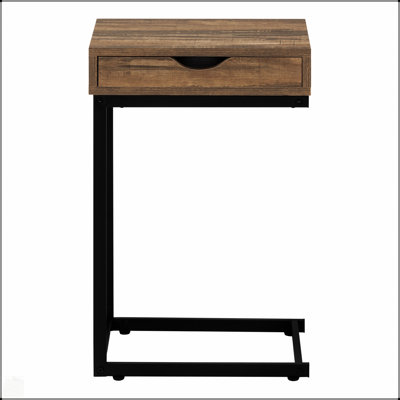 Table d'appoint en forme de C avec tiroir de rangement pour le salon et la chambre à coucher, idéale pour les collations et les essentiels