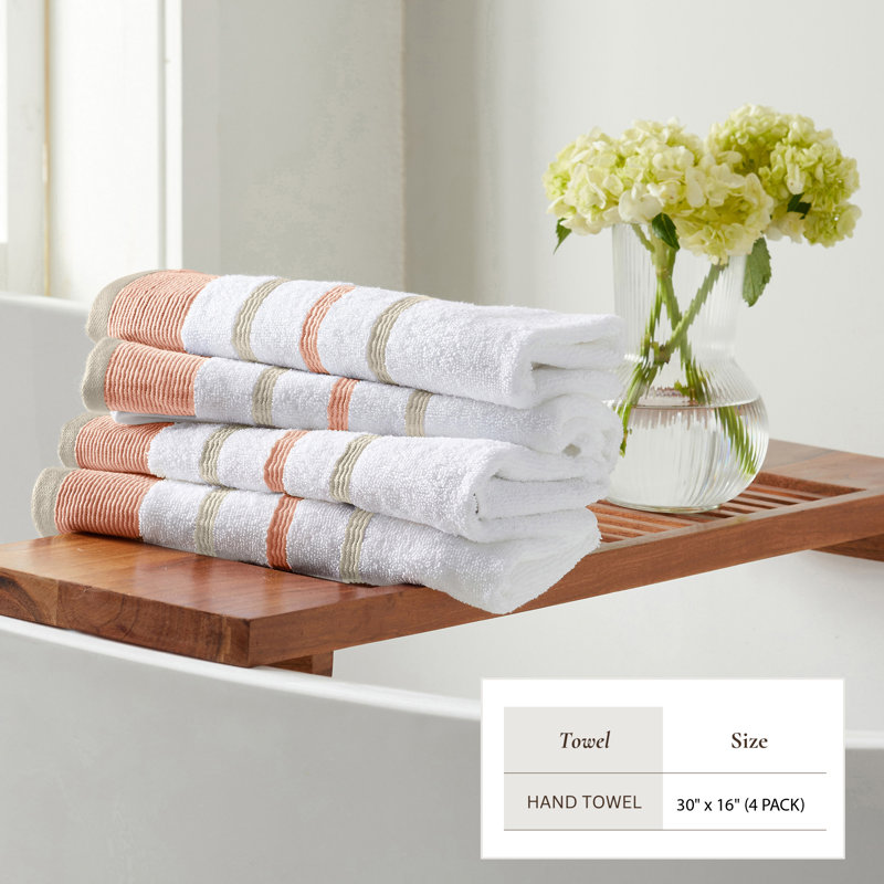 Deanthony Luxury Cotton Decorative, Dusty Rose/Cappuccino, Hand Towels - 4 Pack