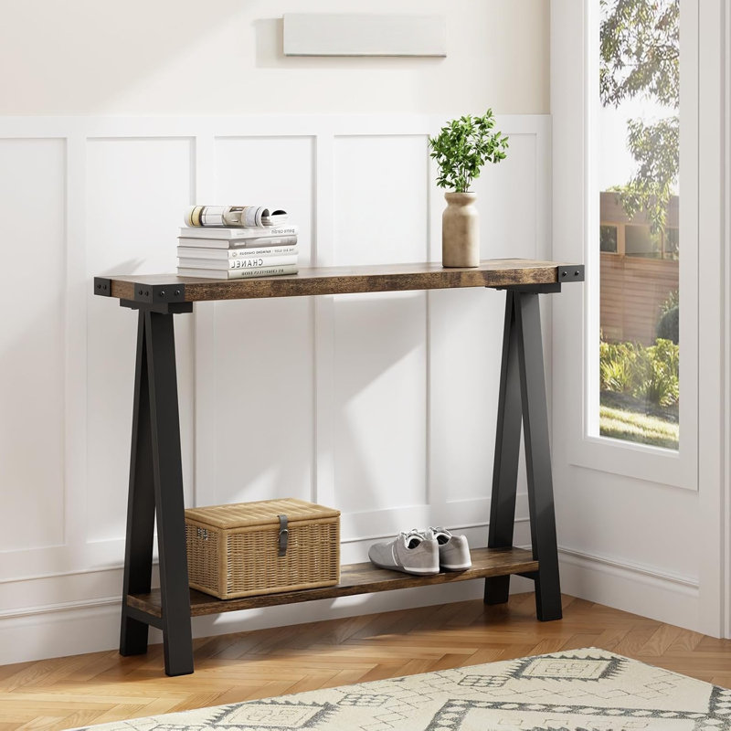 110cm Console Table, Dark Brown Wood