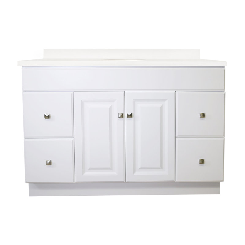 Wyndham 49 Inch Bathroom Vanity with Top, Ready to Assemble, Single Hole, Solid White