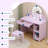 Girls Vanity Set with Mirror & Stool, Kids Makeup Table for Ages 3-9, 3 LED Light Modes, Drawer & Shelves, Durable MDF-129464716