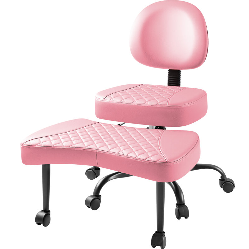 Ergonomic Cross Legged Meditation Chair, 360° Swivel Office Chair With Wheels, ADHD Chair With Footrest, Lumbar Support, Wider Height Adjustable Backrest And Seat, Faux Leather Kneeling Chair For Yoga