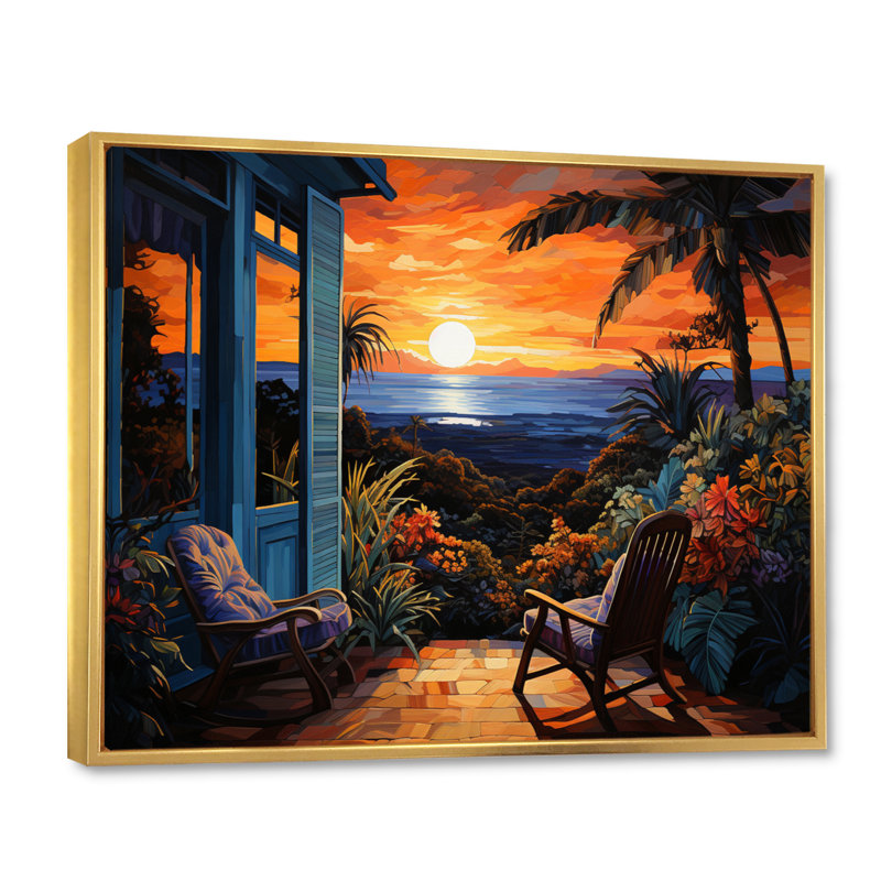 Reproduction d'art sur toile, hôtels et complexes hôteliers, H 16 po x l 32 po x P 1 po, Cadre flottant doré