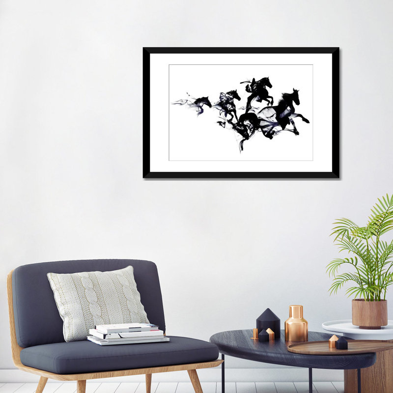 « black horses », impression sur toile, H 16 po x l 24 po x P 1 po, Papier d'art encadré noir