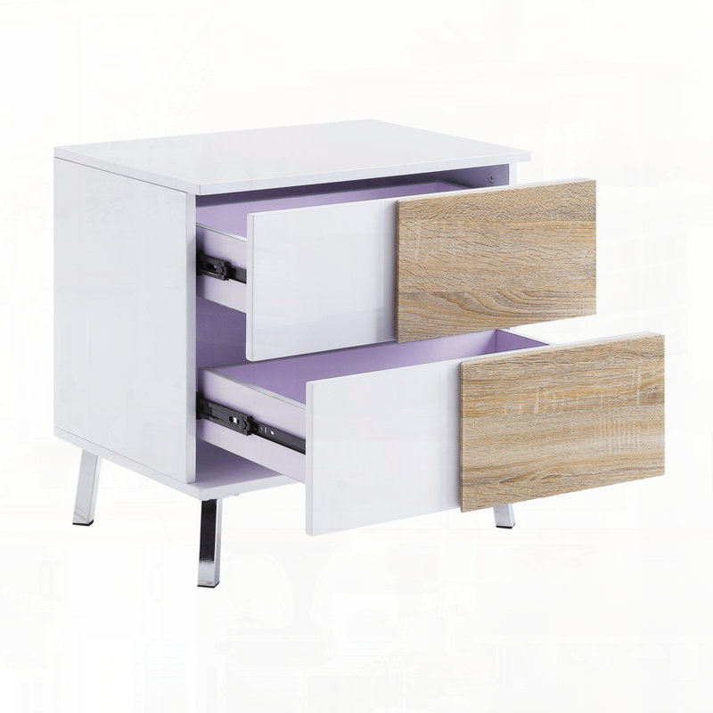 Rectangular End Table with Two Storage Drawers and Durable MDF Construction