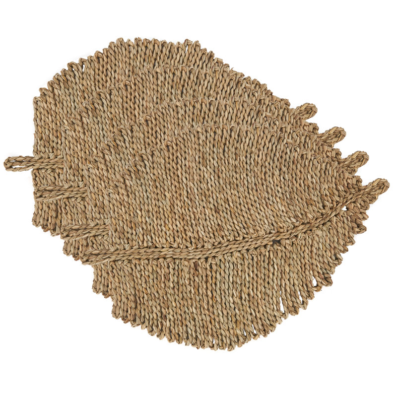 Natural Seagrass Leaf Shaped Placemats, Set of 4
