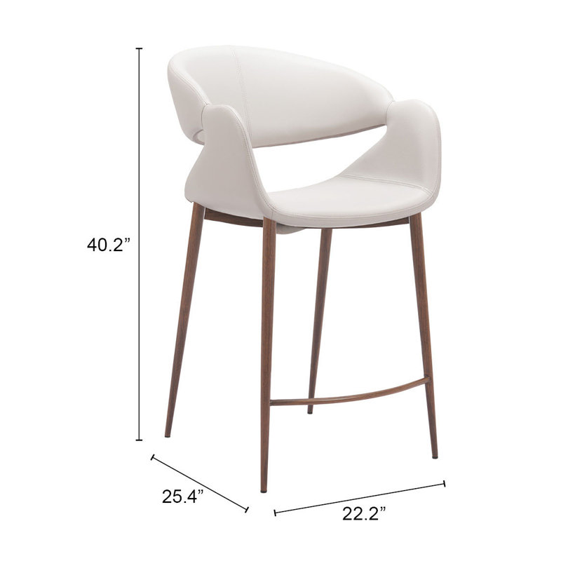 Limay Counter Stool Beige & Walnut