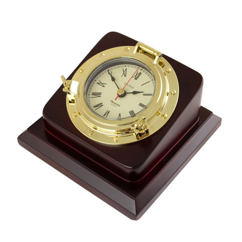 Glarus Roman Numeral Solid Wood Quartz Movement / Crystal Tabletop Clock Gold