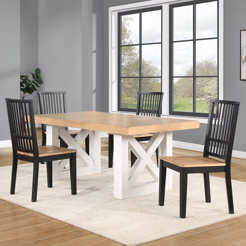 Lixy Extendable Trestle Dining Set, 5 Pieces: Table, 4 Chairs