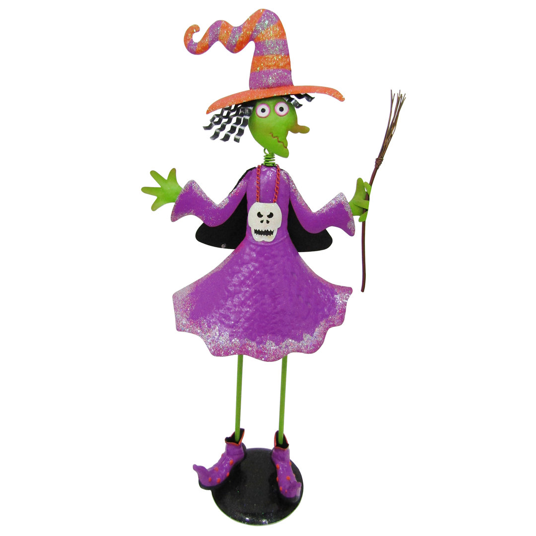 Haunted Hill Farm 28-In. Iron Witch Holding a Broom Halloween Decor with Removable Yard Stake Haunted Hill Farm