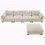Canapé modulaire de 130 po en forme de L avec table pliante et port double, poches de rangement latérales, 2 coussins d'accoudoirs, repose-pieds à mouvement libre, mousse haute densité, chenille, 5 sièges, 2 couleurs-1217845824