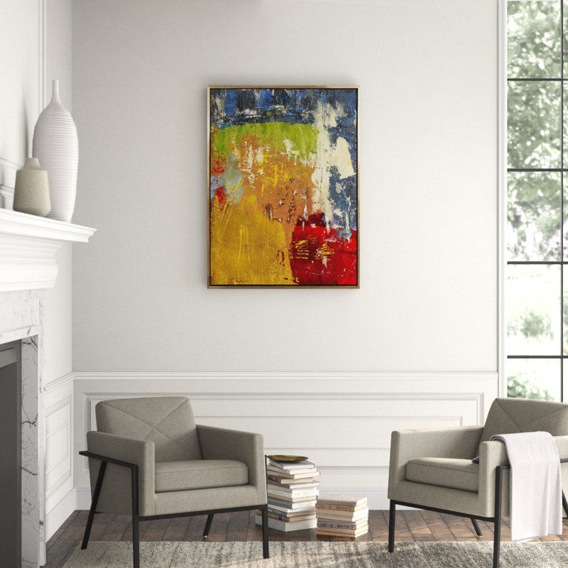 Native II Painting, Silver Framed, 60" H x 48" W x 2.25" D
