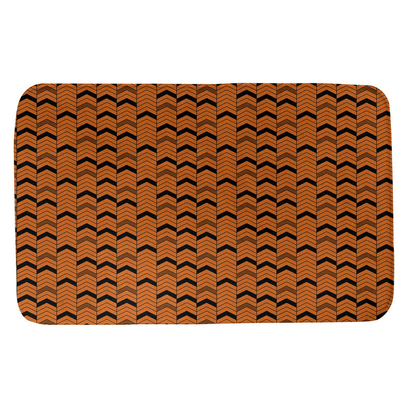Bath Rug, 24" W x 17" L, Orange/Black