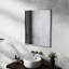 24 po, aluminium, argent, miroir de salle de bain, reflet compact, large et transparent, surface réfléchissante lisse et élégante