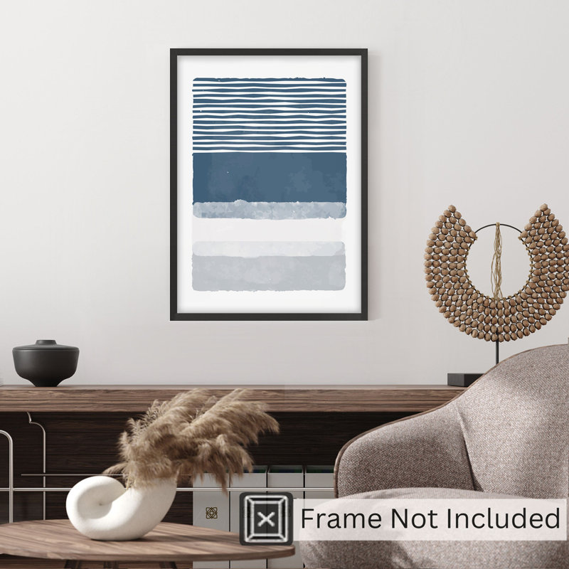 «Abstract Blue Shapes», reproduction d'art moderne sans cadre Mid-Century, H 36 po x l 24 po