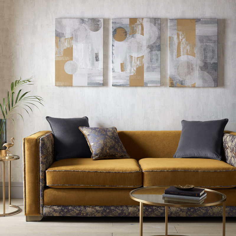 Glamorous Geos Metallis - 3 Piece Wrapped Canvas Painting