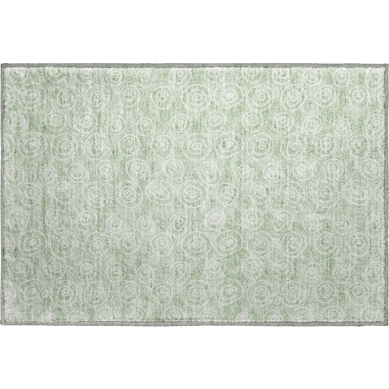 Premium Machine Washable Prisco Mint Rug, Rectangle 1'8" x 2'6"