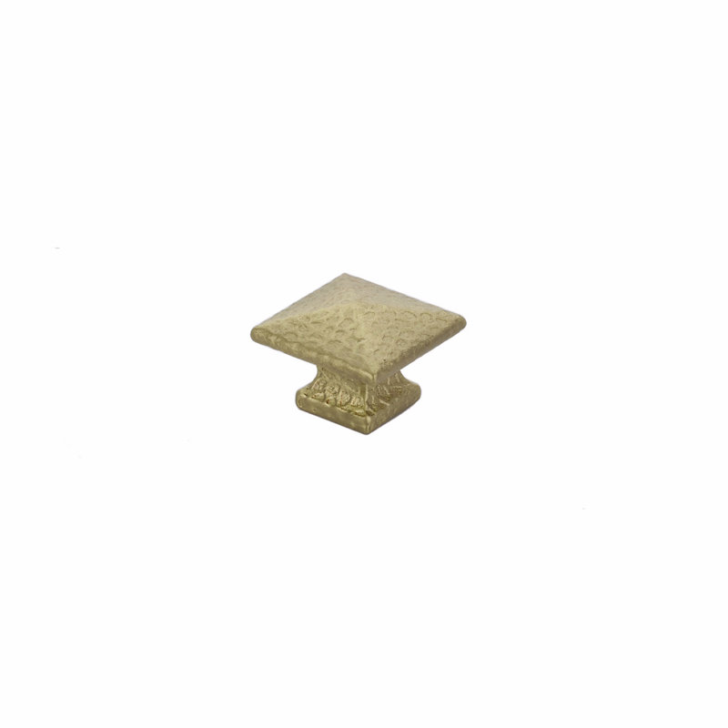 Dimpled Square Knob, Unlacquered Brass, 1''