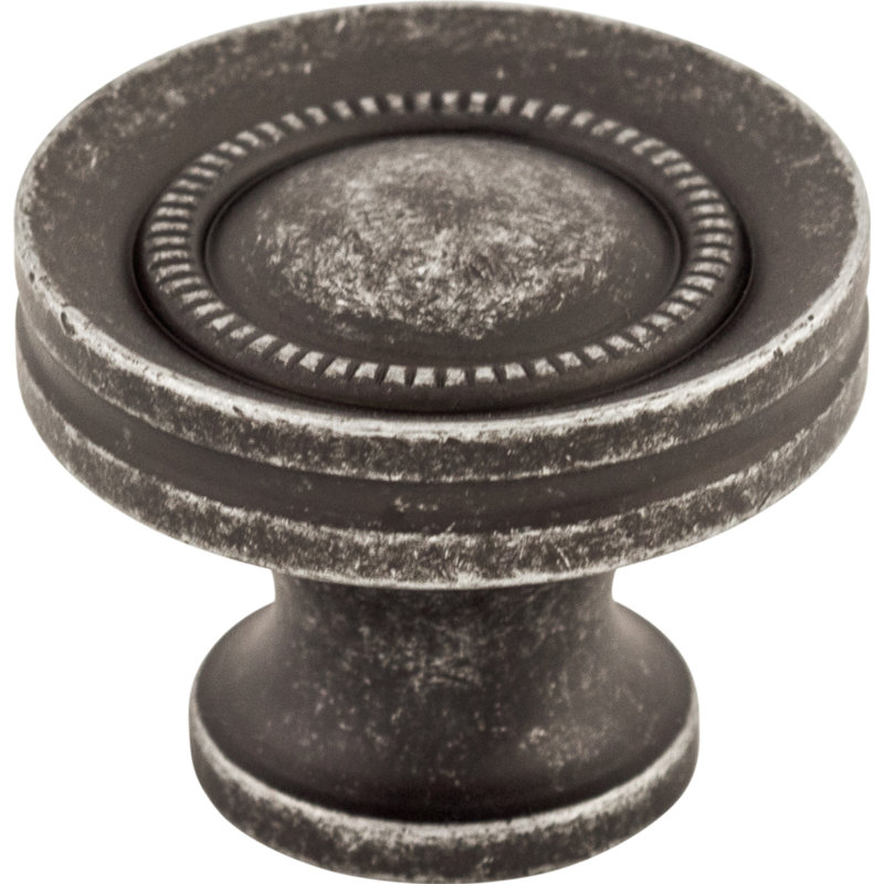 Button Faced 1 1/4" Diameter Round Knob, Black Iron