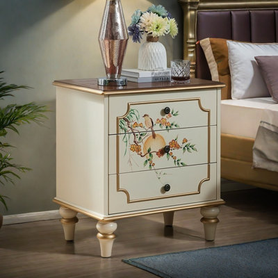 Commode décorative rustique 3 tiroirs peinte à la main
