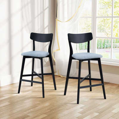 Upholstered Wooden Bar Chairs with Footrest