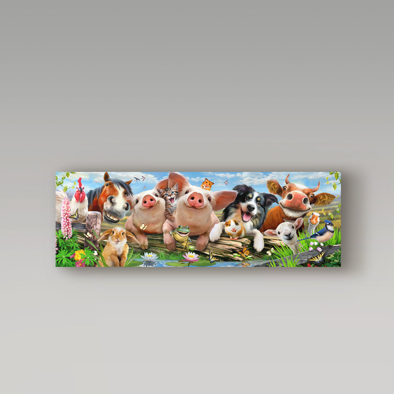 « Happy Farm Animals » par Howard Robinson, reproduction d’art graphique sur toile, H 16 po x l 47 po x P 2 po