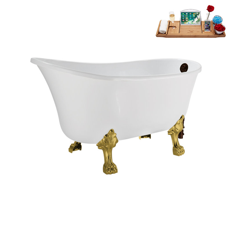 51.2'' x 25.6'' Soaking Acrylic Bathtub, Polished Gold, Matte Oil Rubbed Bronze