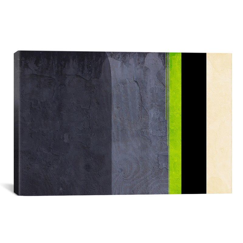 «Honeydew Slate Striped», impression sur toile, H 12 po x l 18 po x P 1,5 po, Toile tendue, Pas de tapis