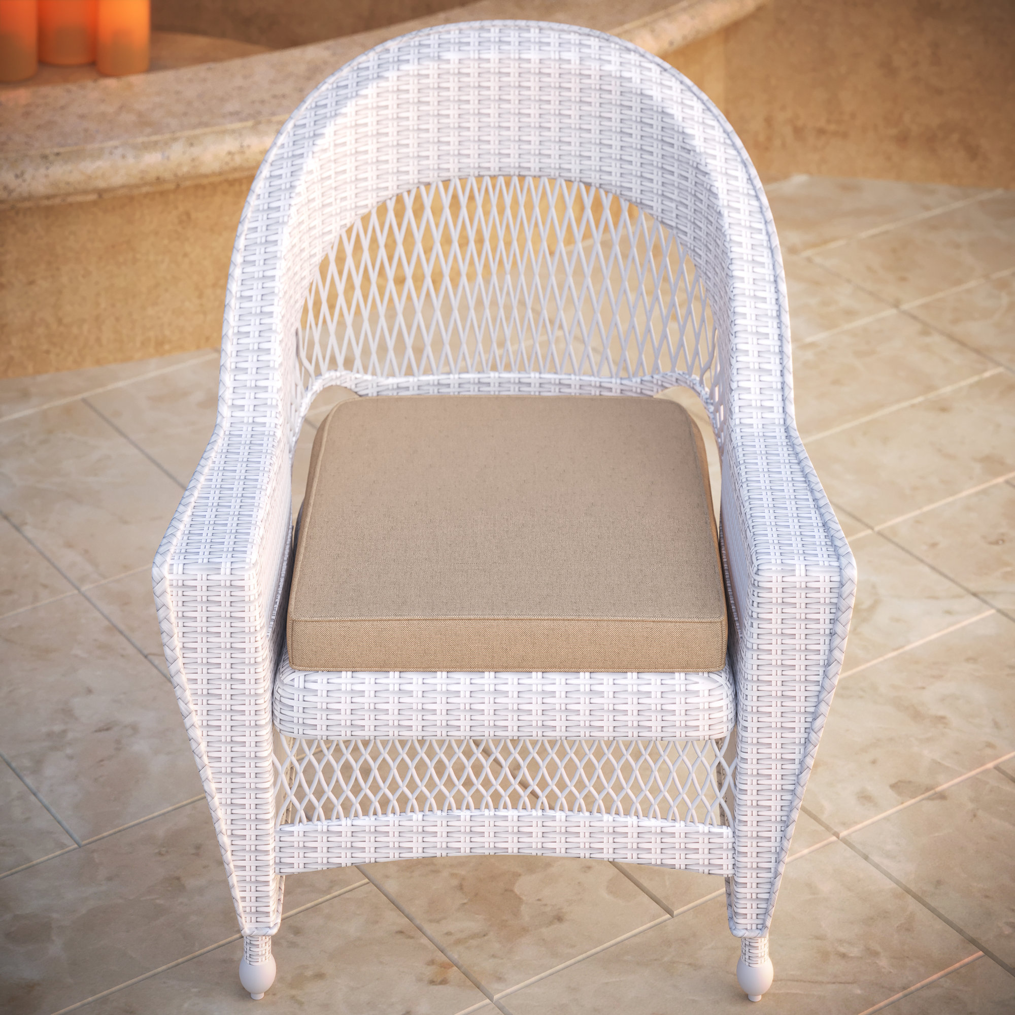 Sunbrella® Outdoor Dining Chair Seat Cushion, Antique Beige Sunbrella® Canvas, 20" W x 18" D