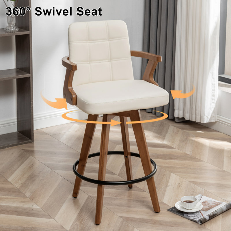 Lorant Swivel Bar Stool, Beige, Bar Stool (76.2cm Seat Height)