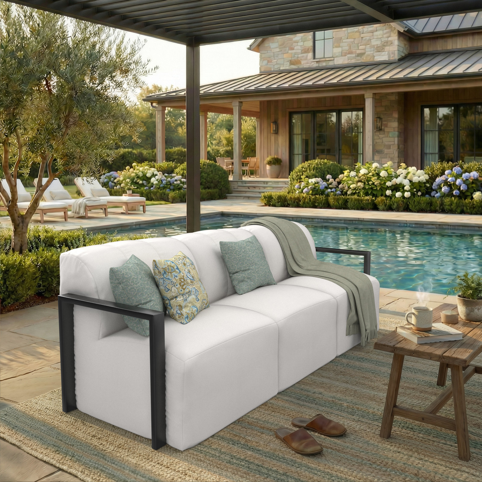 Rosalie 90" Sunbrella® Patio Sofa, White