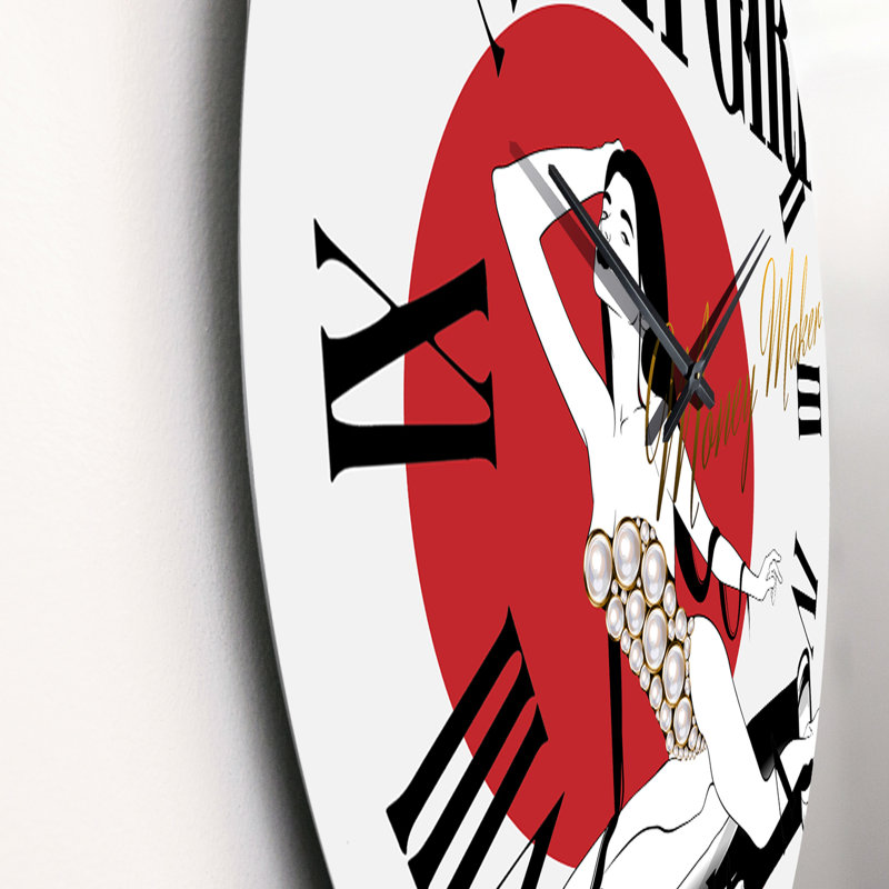 «Girl In Swimsuit With Pomade» - Horloge murale rétro, Surdimensionné