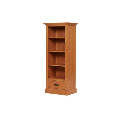 Traditional Oak Solid Wood Bookcase with lower drawer