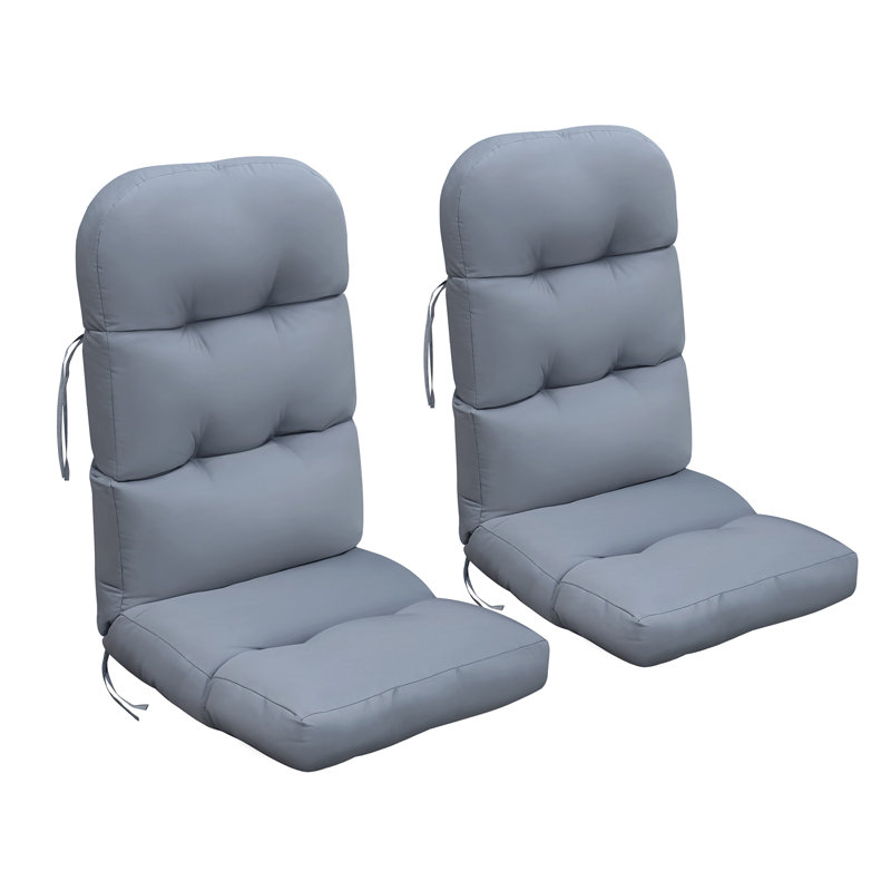 Grey Navy Blue Outdoor 4'' Adirondack Chair Seat Cushion, Two-Piece Set, Gray