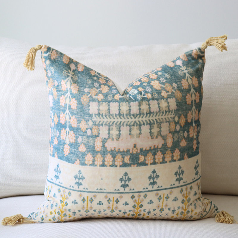 Housse de coussin 100% coton tissé à la main, H 20 po x l 20 po