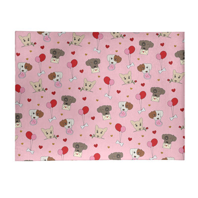 Tapis rose/rouge/gris fait main