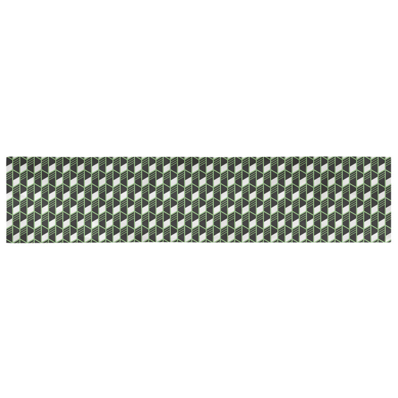 Chemin de table géométrique Avicia, 90 po x 16 po, Vert, Polyester