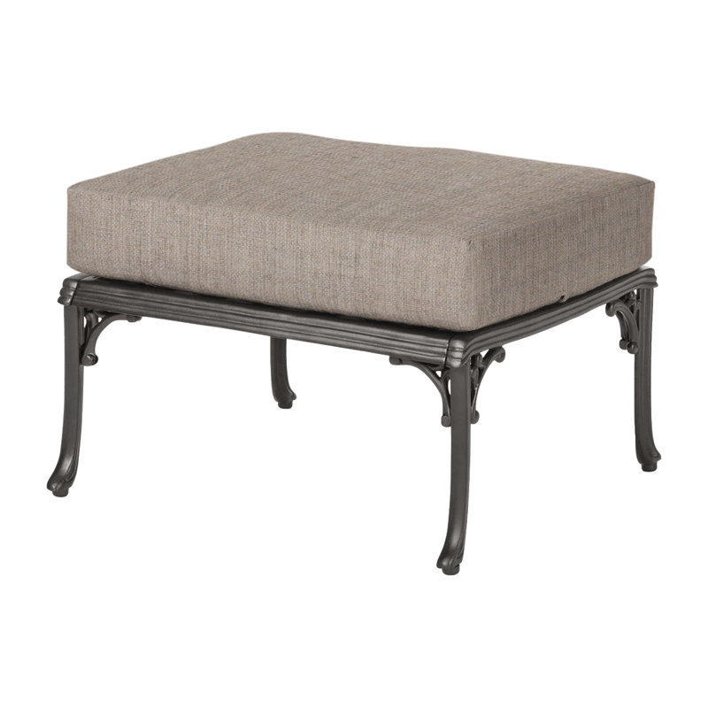 Michigan Outdoor Ottoman, Cast Ash Sunbrella® Plainweave, Black