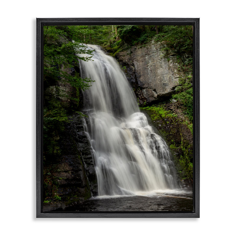 Cadre flottant Lush Waterfall Flow, design par Jeff Poe, Cadre flottant noir de jais, H 21 po x l 17 po