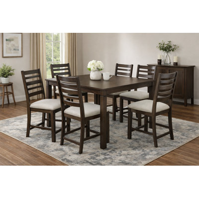 Hollis Way 7-Piece Extendable Counter Height Dining Set – 36"–54" Dark Espresso Table & 6 Side Chairs